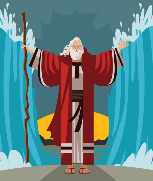 moses with his miracles staff parting the red sea