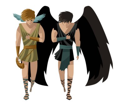 hypnos and thanatos are twin greeks, mythology gods. clipart