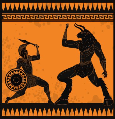 Theseus minotorla savaşıyor.