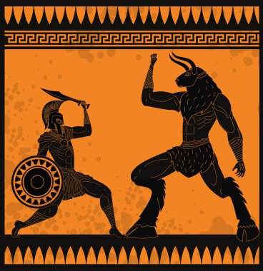 Theseus fighting the minotaur clipart