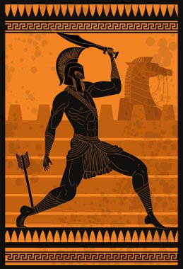 achilles wounded with an arrow in troy war clipart