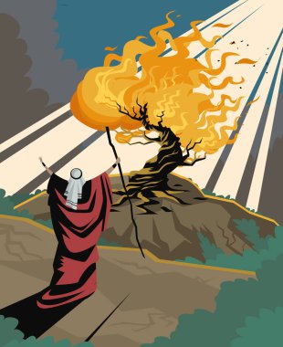 Moses and burning bush vector Moses and burning bush vector