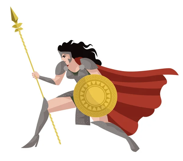 Fuerte Amazona Guerrera Mujer — Vector de stock