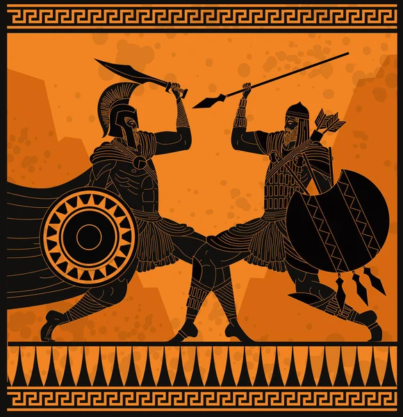 Spartano Che Combatte Persiano — Vettoriale Stock
