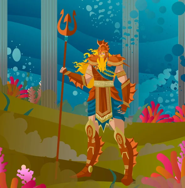Neptun Poseidon Bóg Morza Fali — Wektor stockowy