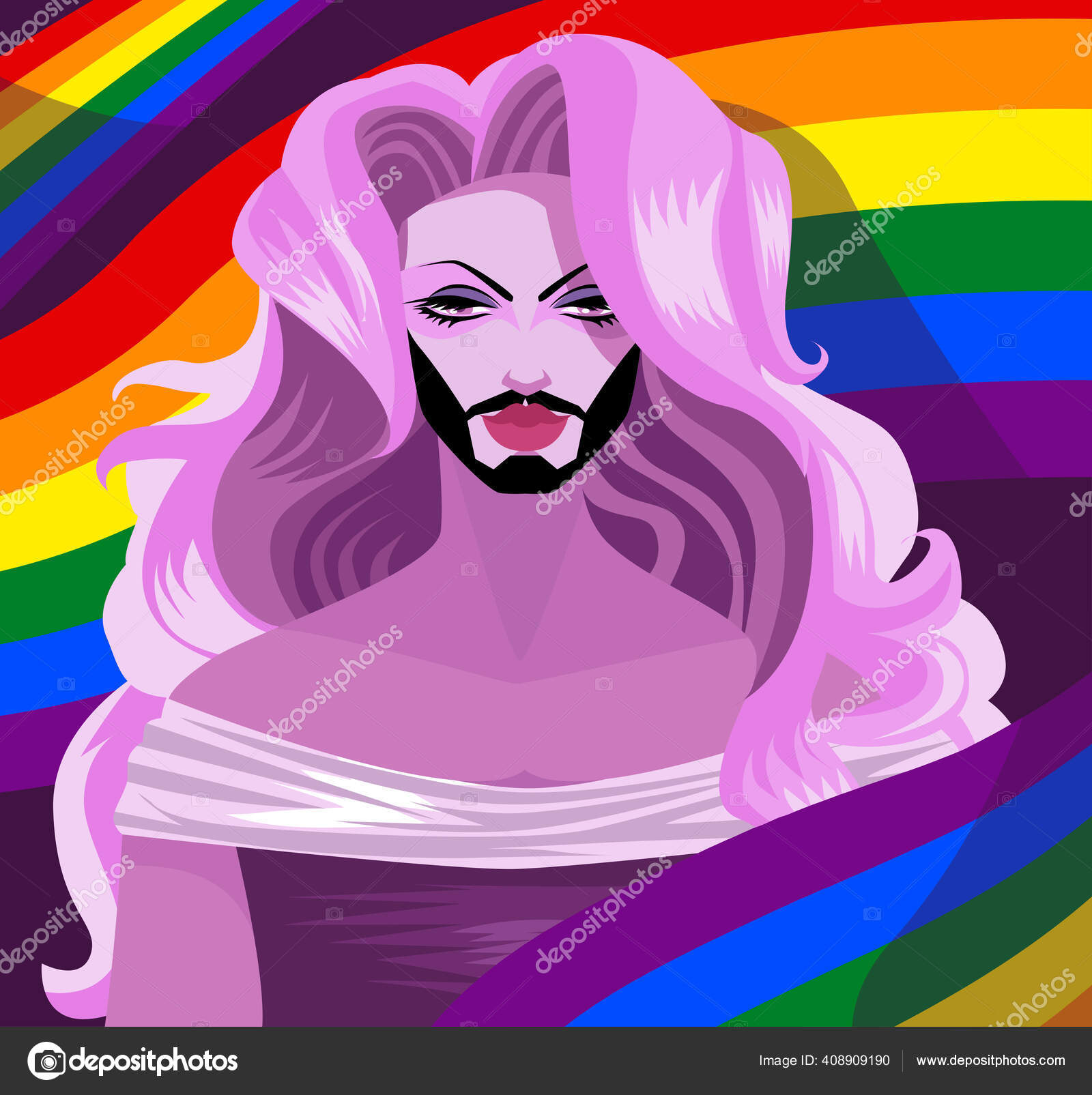 Beautiful Drag Queen Make Pride Flag Stock Vector Image by ©matintheworld  #408909190