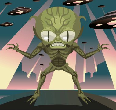 evil space invader alien from ufo clipart