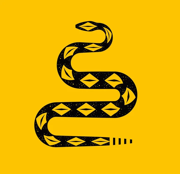 Cascavel Libertário Víbora Serpente Bandeira Amarela — Vetor de Stock