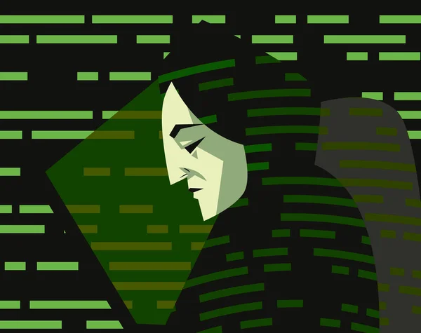 Homme Caché Masqué Avec Des Barres Vertes — Image vectorielle