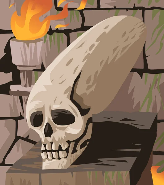 無数のパラカス長い古代の頭蓋骨 — ストックベクタ