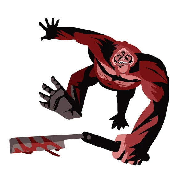 Mord Brott Rue Edgar Poe Berättelse Orangutang Med Kniv — Stock vektor