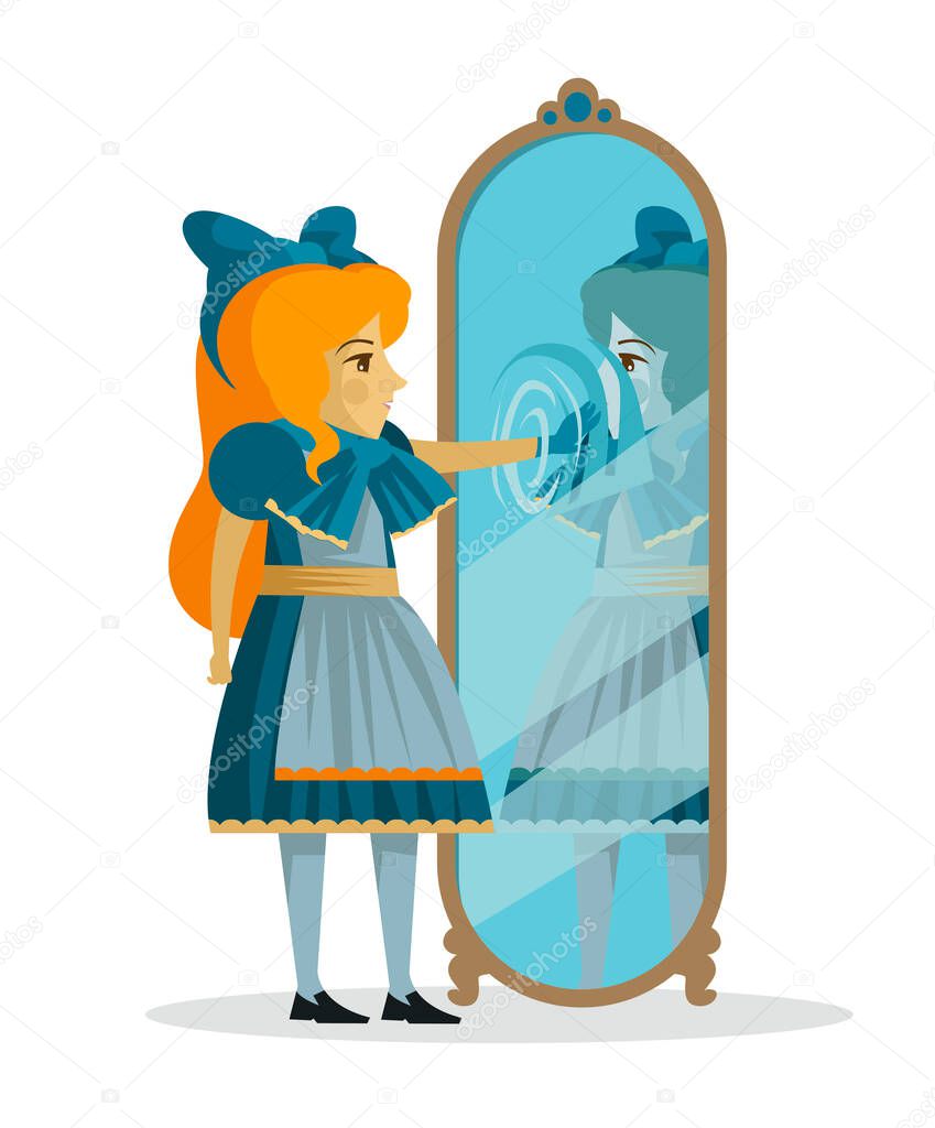 cute fairy tale girl through the mirror