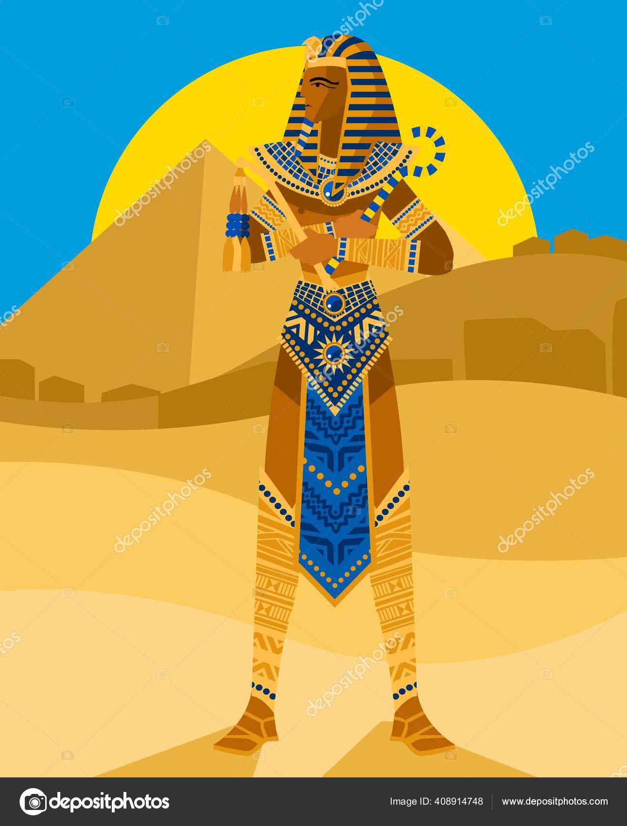 Царский Египетский Фараон Египте Векторное Изображение.