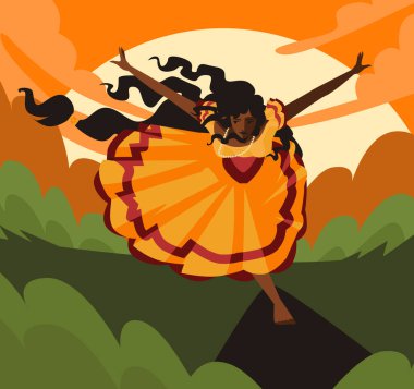 Afrika dansçısı ormanda.