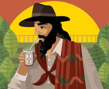 Gaucho içiyor yerba mate yeşil sıcak teavvvvvvvvvv