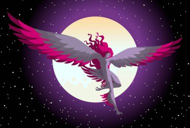 greek mythology woman harpy in the night clipart