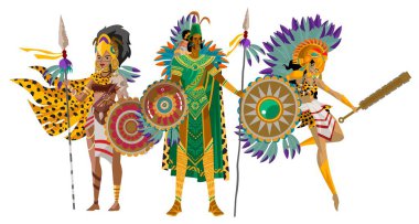 three aztec warriors collection clipart