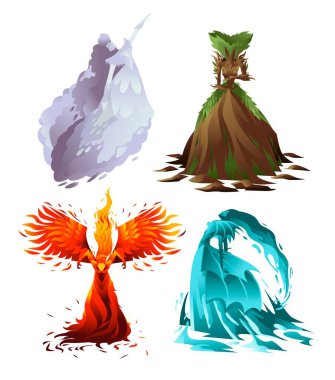 Hava, toprak, ateş ve su fantezi yaratıkları