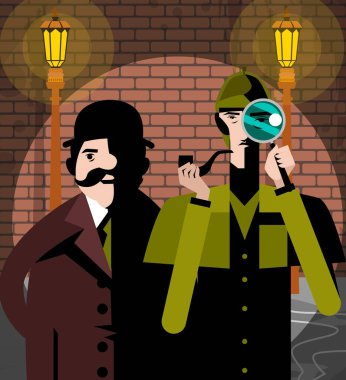 great detective and sidekick  clipart