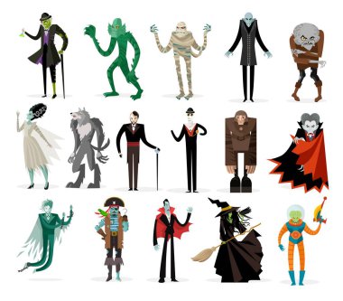classic monsters creatures collection clipart