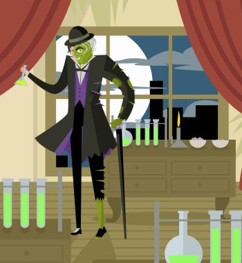 Doktor Jekyll ve Bay Hyde yeşil iksirli canavar dönüşümü.