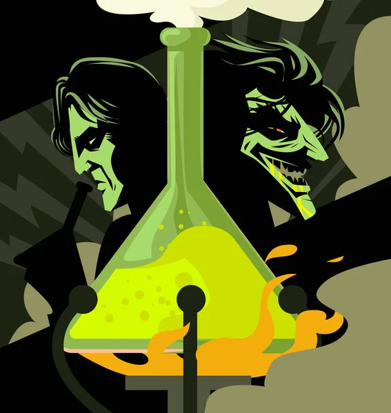 Médecin Jekyll Mister Hyde Test Laboratoire Expérience Tube Affiche — Image vectorielle