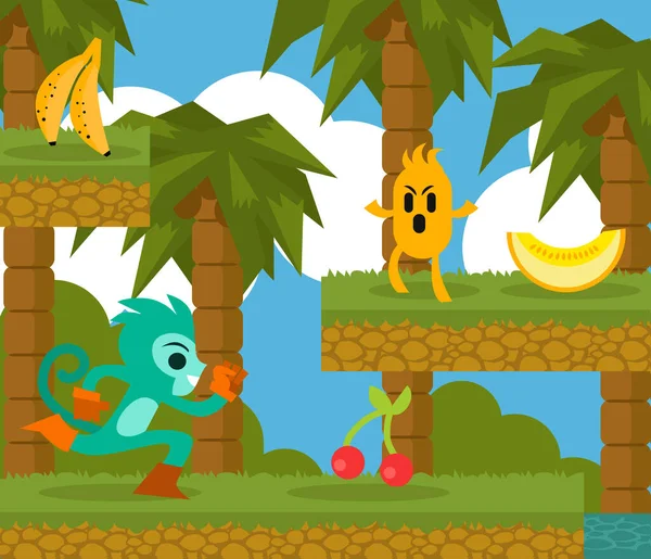 Retro Aap Videogame Jungle — Stockvector