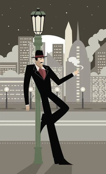 Tango Homme Fumant Sur Buenos Aires — Image vectorielle