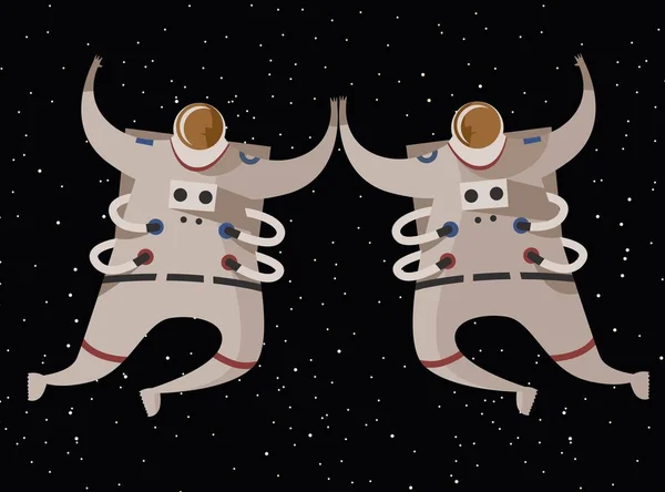 Deux Astronautes Mignons Heureux — Image vectorielle