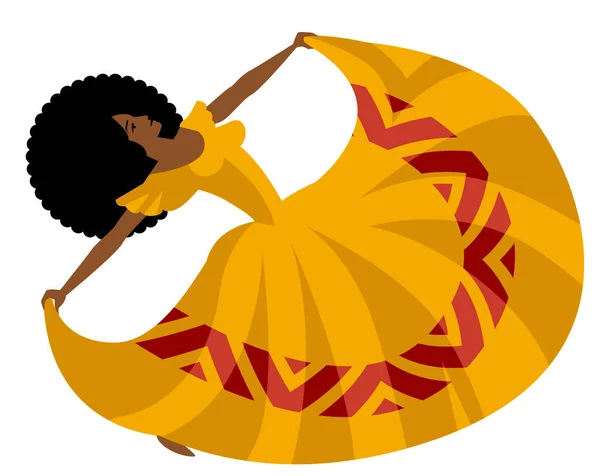 Bailarina Danza Africana Con Vestido Largo — Archivo Imágenes Vectoriales