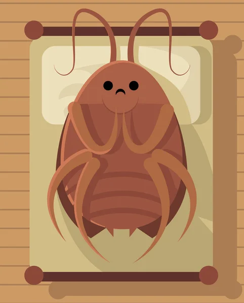 Metamorphosis Cockroach Creature Bed — Stock Vector