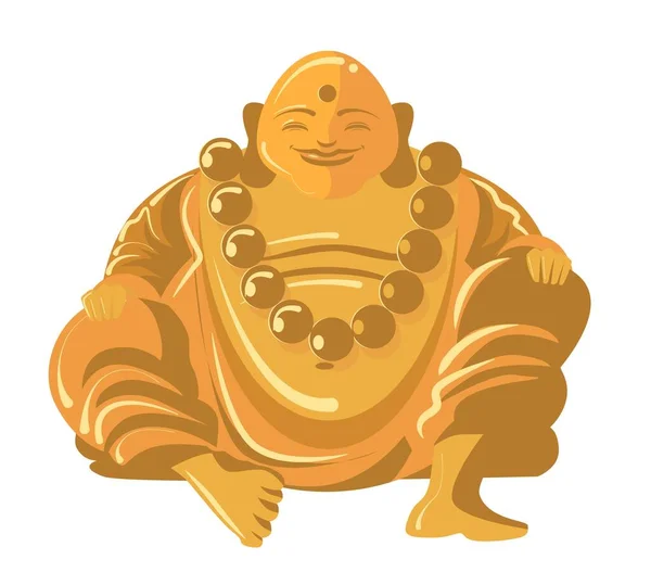 Gouden Glimlach Budha Japans Zen Monnik Budai — Stockvector