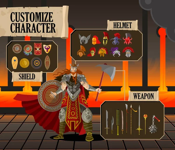 Videogame Dostosować Ekran Postaci Gladiatora — Wektor stockowy