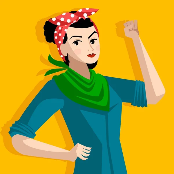 Feminista Con Bufanda Verde — Vector de stock