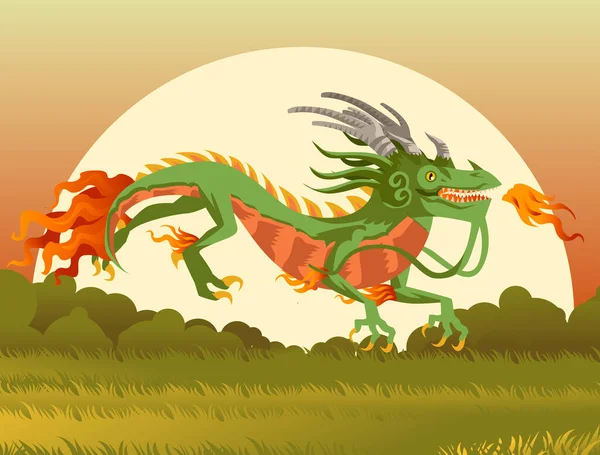 Παραδοσιακό Κινέζικο Δράκο Στον Ουρανό — Διανυσματικό Αρχείο