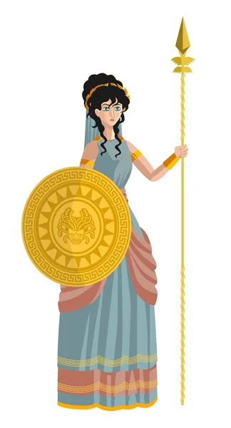 Palas Athena Minerva Greek Mythology Goddess — Stock Vector