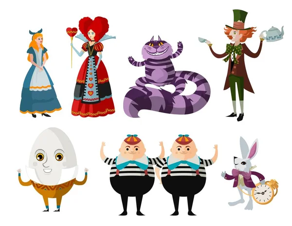 Wonderland Klassieke Verhaal Personages Collectie — Stockvector