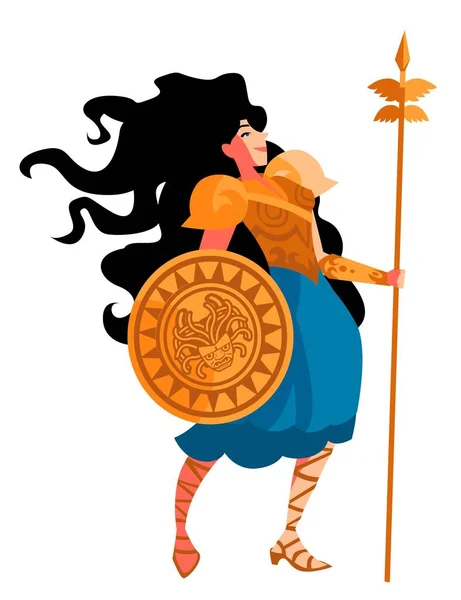 Palas Athena Minerva Diosa Mitología Griega — Vector de stock