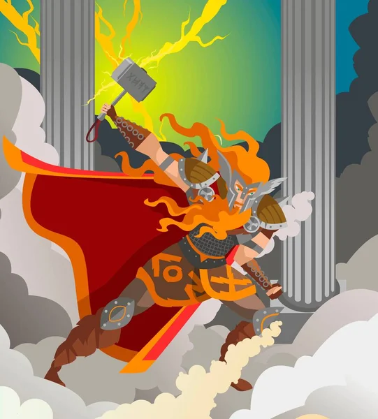 Norse Mitologia Nórdica Thor Deus Trovão —  Vetores de Stock