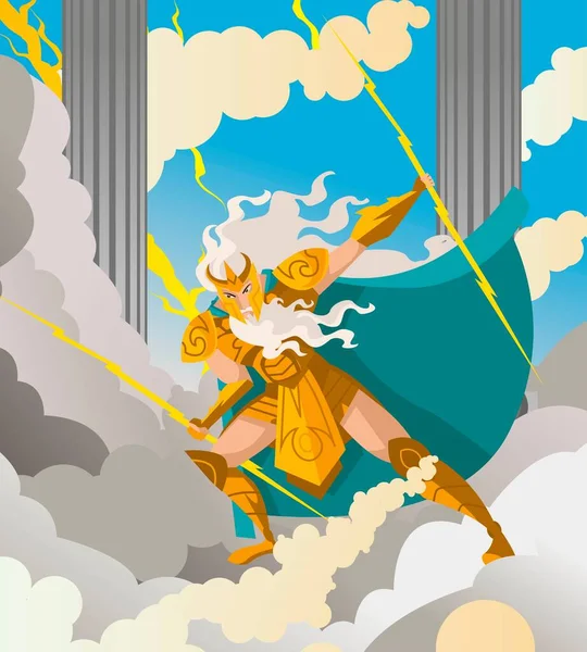 Zeus Jupiter Dios Del Rayo Del Trueno Del Rayo Del — Vector de stock