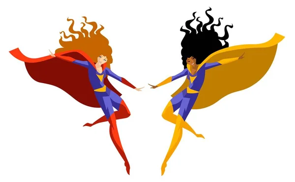 Superhelden Comic Girls Fliegen — Stockvektor