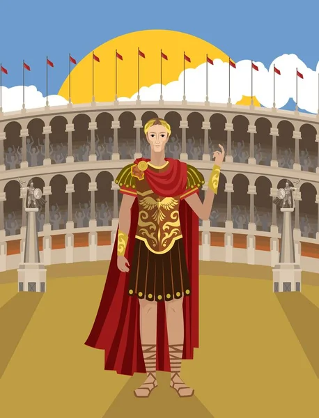 Julius Caesar Grote Romeinse Keizer Generaal Rome Colosseum — Stockvector