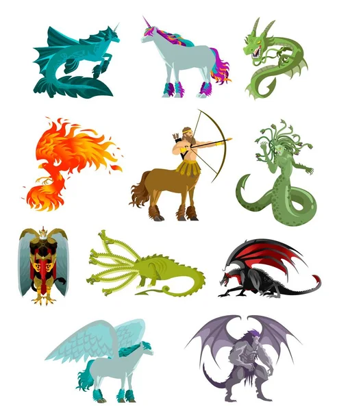 Mythologie Dier Fantastische Dieren Collectie — Stockvector