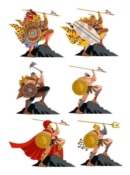 Four Great Warriors Collection — Stock Vector