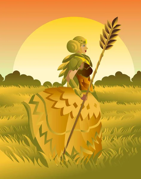 Demeter Ceres Mythologie Romaine Grecque Déesse Agriculture Sur Plantation — Image vectorielle