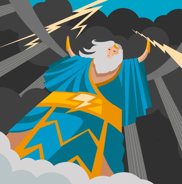 Zeus Jupiter God Thunder Lighting Bolt Ray — Stock Vector
