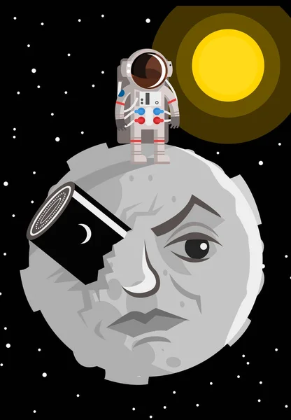 Vintage Face Trip Moon Astronaut — Stock Vector