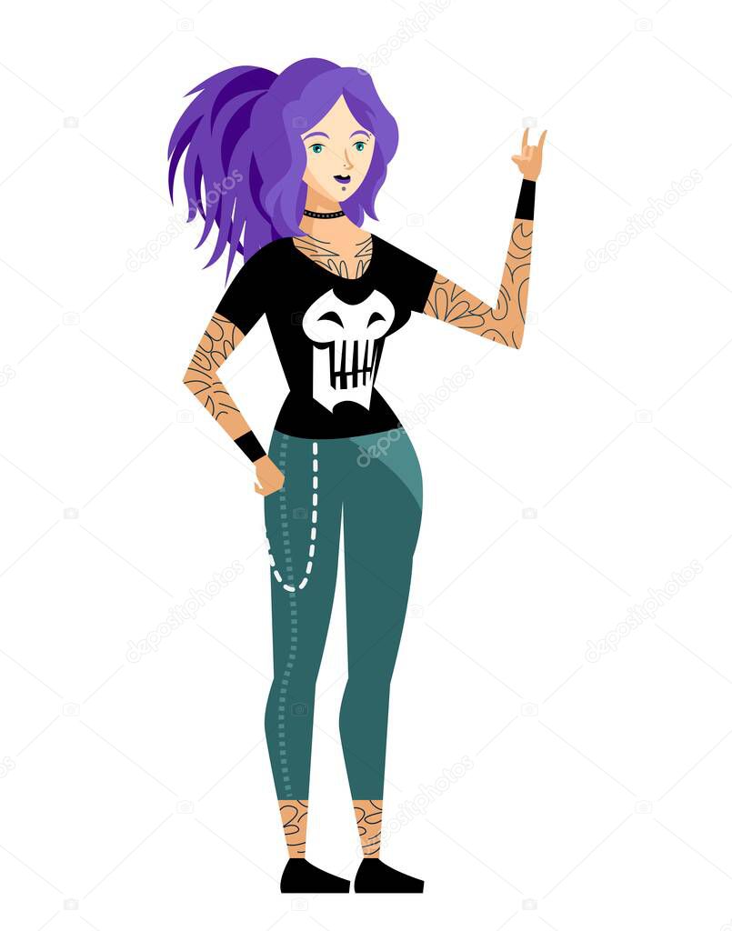 purple hair rock fashion girl