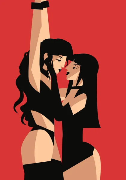 Shibari Bdsm Atado Hasta Mujer Amante — Vector de stock