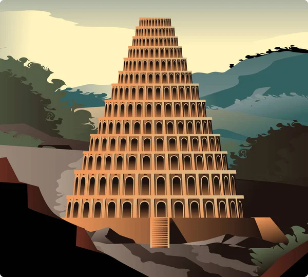 Torre Babel Velho Testamento Conto —  Vetores de Stock